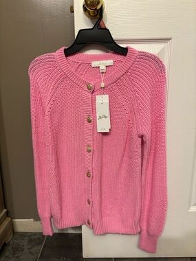 Lilly Pulitzer Bubblegum Pink Gold-Button Knit Cardigan